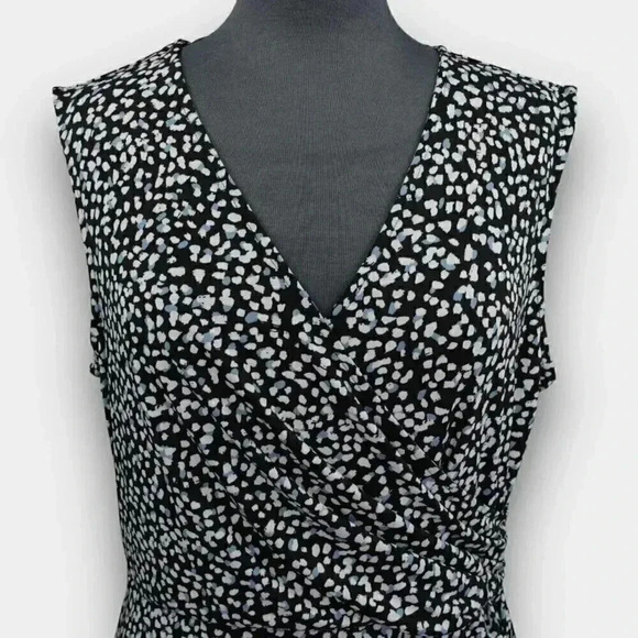 JOE FRESH v-neck wrap midi dress black‎ white blue Large sleeveless - Picture 4 of 8